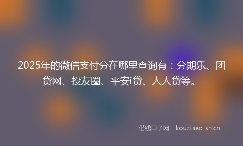 2025年的微信支付分在哪里查询有:分期乐、团贷网、投友圈、平安i贷、人人贷等。