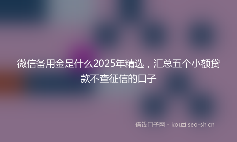 微信备用金是什么2025年精选，汇总五个小额贷款不查征信的口子
