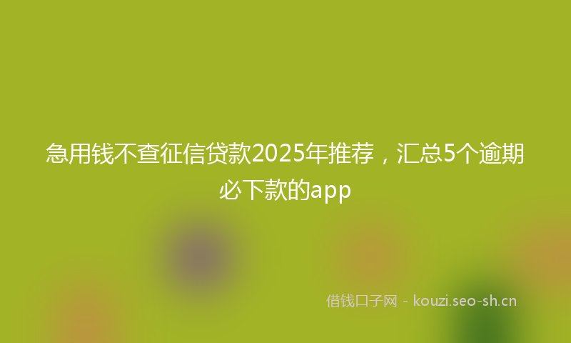 急用钱不查征信贷款2025年推荐，汇总5个逾期必下款的app