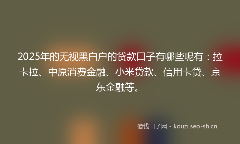 2025年的无视黑白户的贷款口子有哪些呢有：拉卡拉、中原消费金融、小米贷款、信用卡贷、京东金融等。