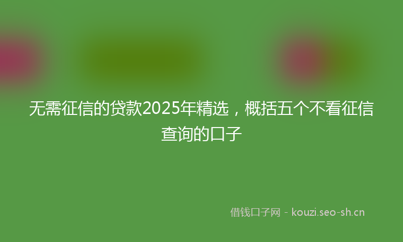 无需征信的贷款2025年精选，概括五个不看征信查询的口子