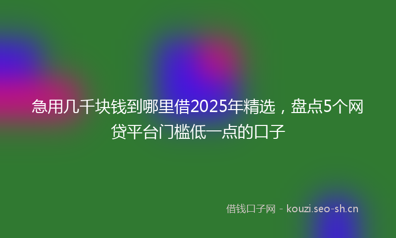 急用几千块钱到哪里借2025年精选,盘点5个网贷平台门槛低一点的口子