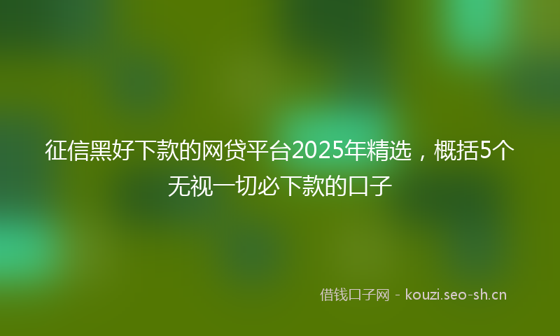 征信黑好下款的网贷平台2025年精选，概括5个无视一切必下款的口子
