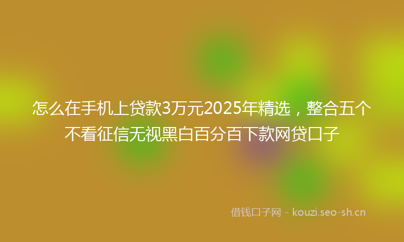 怎么在手机上贷款3万元2025年精选，整合五个不看征信无视黑白百分百下款网贷口子