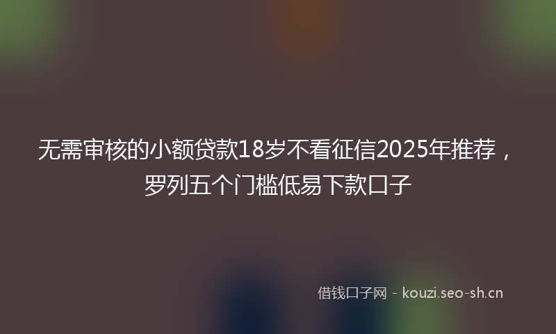 无需审核的小额贷款18岁不看征信2025年推荐，罗列五个门槛低易下款口子