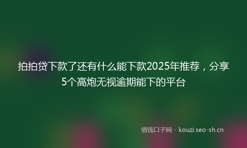 拍拍贷下款了还有什么能下款2025年推荐，分享5个高炮无视逾期能下的平台