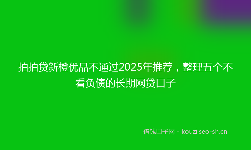拍拍贷新橙优品不通过2025年推荐，整理五个不看负债的长期网贷口子
