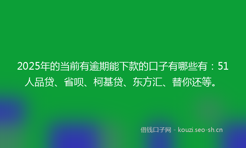 2025年的当前有逾期能下款的口子有哪些有：51人品贷、省呗、柯基贷、东方汇、替你还等。