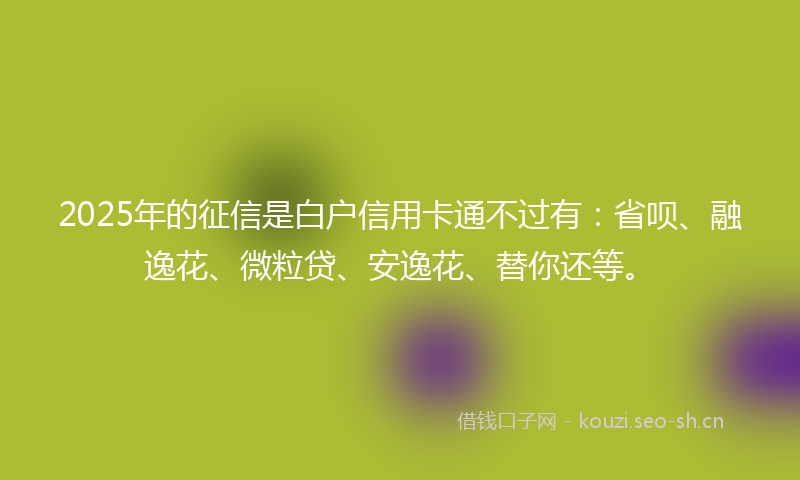2025年的征信是白户信用卡通不过有：省呗、融逸花、微粒贷、安逸花、替你还等。