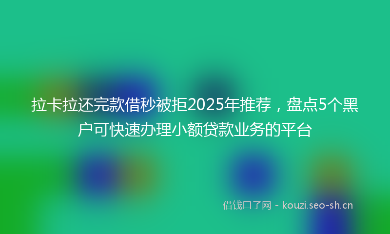 拉卡拉还完款借秒被拒2025年推荐，盘点5个黑户可快速办理小额贷款业务的平台