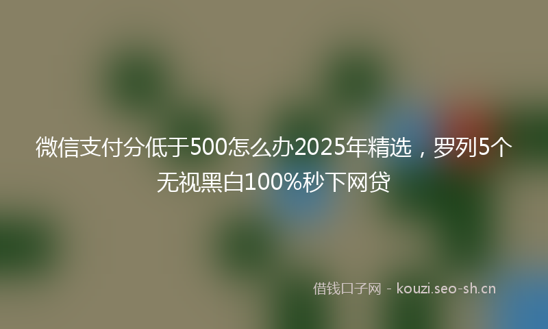 微信支付分低于500怎么办2025年精选，罗列5个无视黑白100%秒下网贷