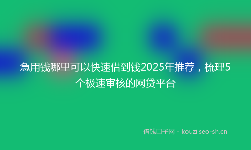 急用钱哪里可以快速借到钱2025年推荐，梳理5个极速审核的网贷平台