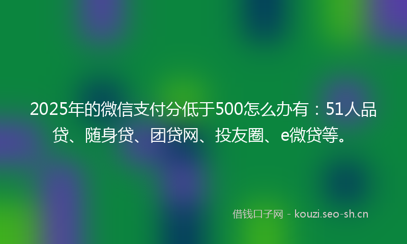 2025年的微信支付分低于500怎么办有：51人品贷、随身贷、团贷网、投友圈、e微贷等。