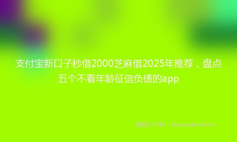 支付宝新口子秒借2000芝麻借2025年推荐，盘点五个不看年龄征信负债的app