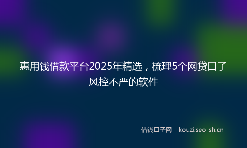 惠用钱借款平台2025年精选，梳理5个网贷口子风控不严的软件