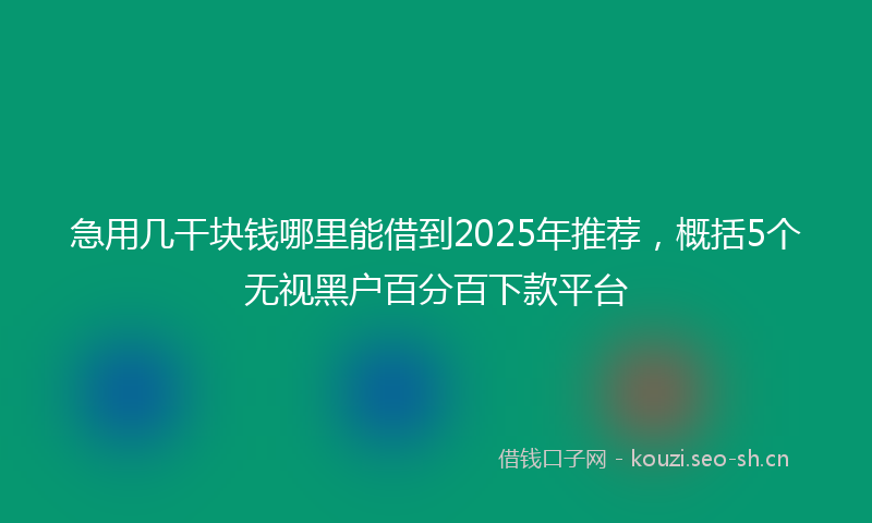 急用几干块钱哪里能借到2025年推荐，概括5个无视黑户百分百下款平台