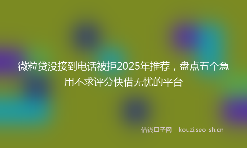 微粒贷没接到电话被拒2025年推荐，盘点五个急用不求评分快借无忧的平台