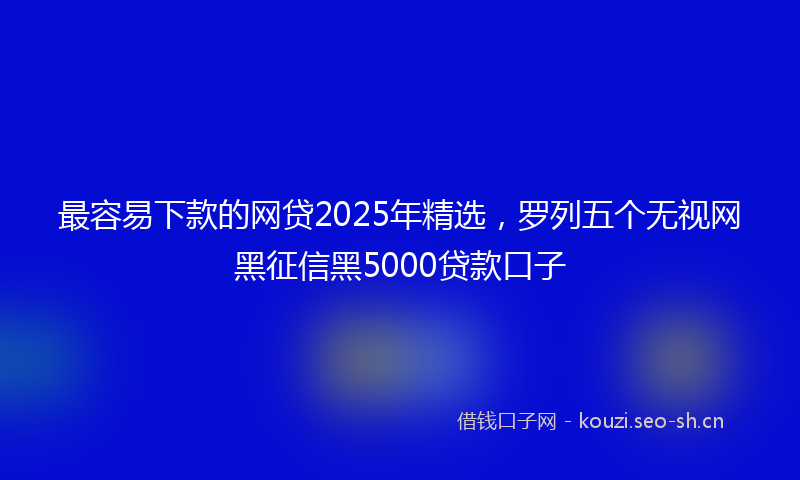 最容易下款的网贷2025年精选，罗列五个无视网黑征信黑5000贷款口子
