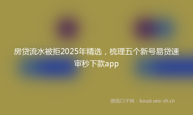 房贷流水被拒2025年精选，梳理五个新号易贷速审秒下款app