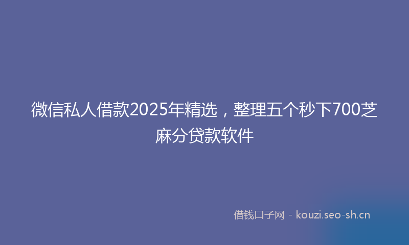 微信私人借款2025年精选，整理五个秒下700芝麻分贷款软件