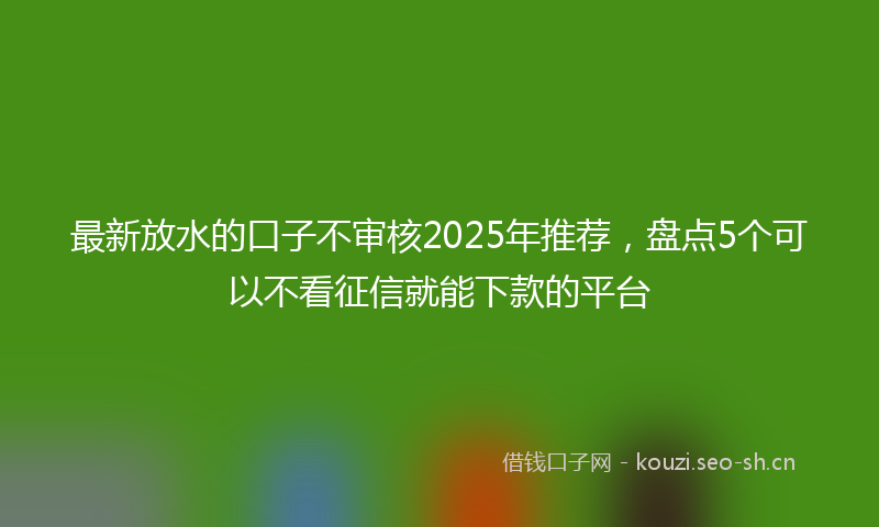 最新放水的口子不审核2025年推荐，盘点5个可以不看征信就能下款的平台