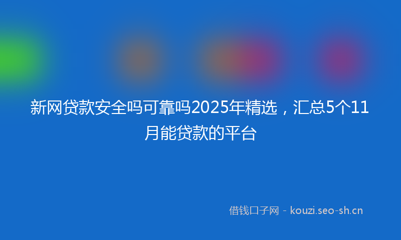 新网贷款安全吗可靠吗2025年精选，汇总5个11月能贷款的平台