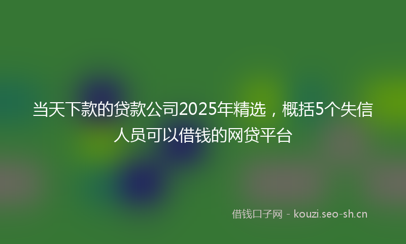 当天下款的贷款公司2025年精选，概括5个失信人员可以借钱的网贷平台