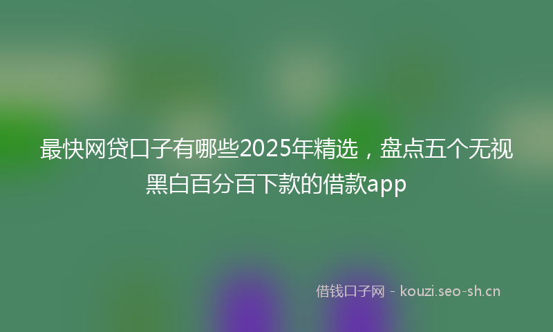 最快网贷口子有哪些2025年精选,盘点五个无视黑白百分百下款的借款app