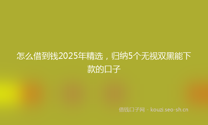 怎么借到钱2025年精选，归纳5个无视双黑能下款的口子