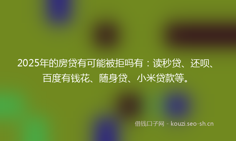 2025年的房贷有可能被拒吗有：读秒贷、还呗、百度有钱花、随身贷、小米贷款等。