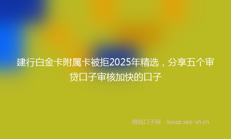 建行白金卡附属卡被拒2025年精选，分享五个审贷口子审核加快的口子
