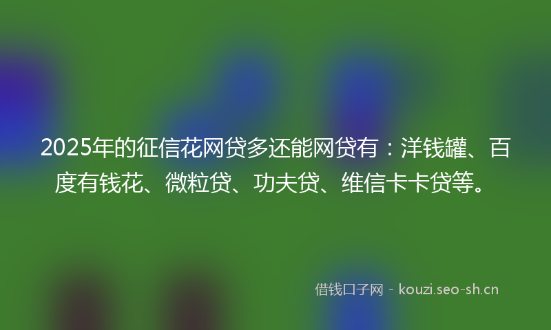 2025年的征信花网贷多还能网贷有：洋钱罐、百度有钱花、微粒贷、功夫贷、维信卡卡贷等。