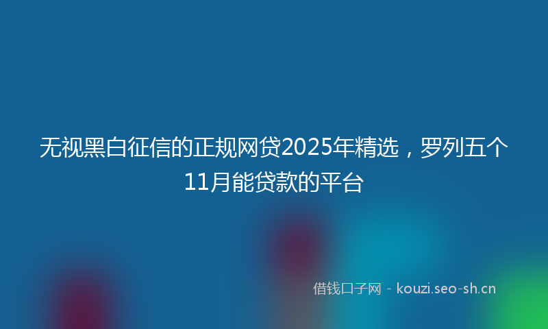 无视黑白征信的正规网贷2025年精选,罗列五个11月能贷款的平台