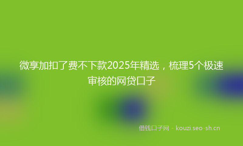 微享加扣了费不下款2025年精选，梳理5个极速审核的网贷口子