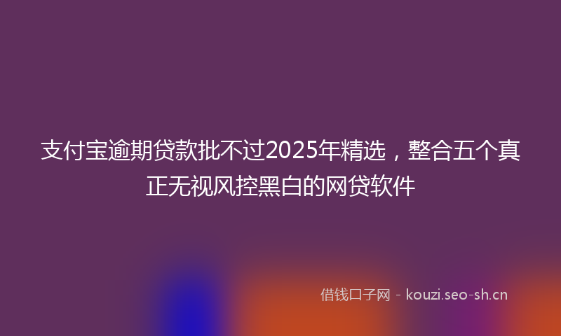 支付宝逾期贷款批不过2025年精选，整合五个真正无视风控黑白的网贷软件