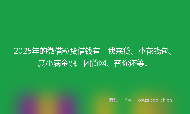 2025年的微借粒货借钱有：我来贷、小花钱包、度小满金融、团贷网、替你还等。