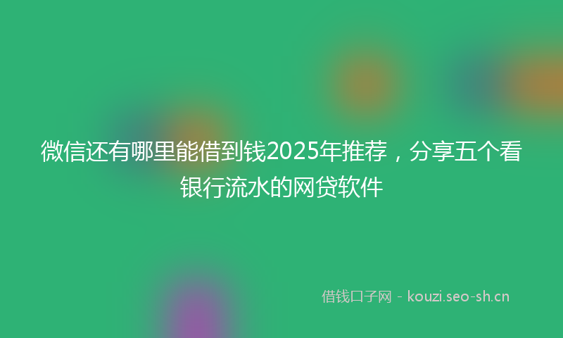 微信还有哪里能借到钱2025年推荐，分享五个看银行流水的网贷软件