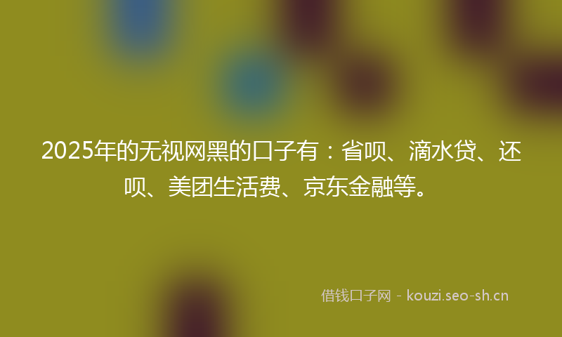 2025年的无视网黑的口子有：省呗、滴水贷、还呗、美团生活费、京东金融等。