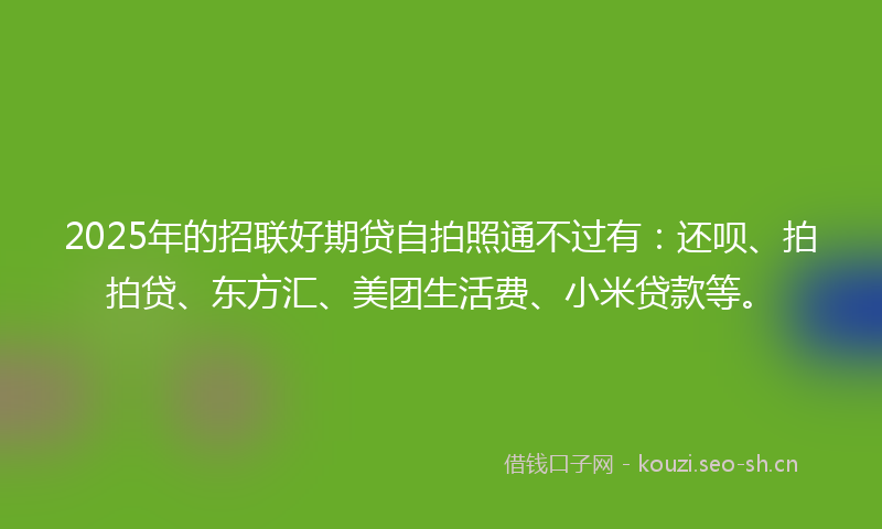 2025年的招联好期贷自拍照通不过有：还呗、拍拍贷、东方汇、美团生活费、小米贷款等。
