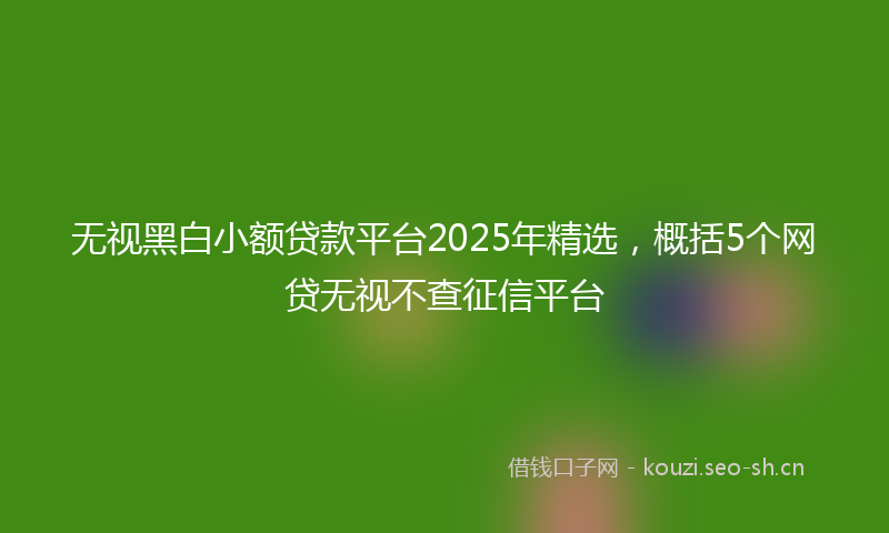 无视黑白小额贷款平台2025年精选，概括5个网贷无视不查征信平台