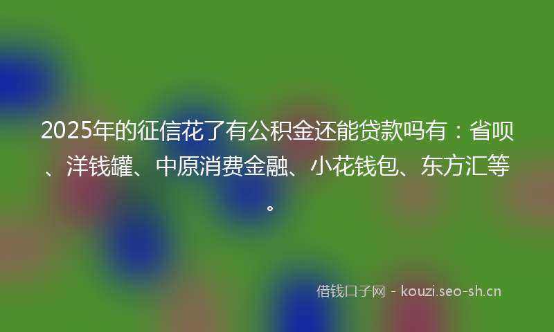 2025年的征信花了有公积金还能贷款吗有：省呗、洋钱罐、中原消费金融、小花钱包、东方汇等。