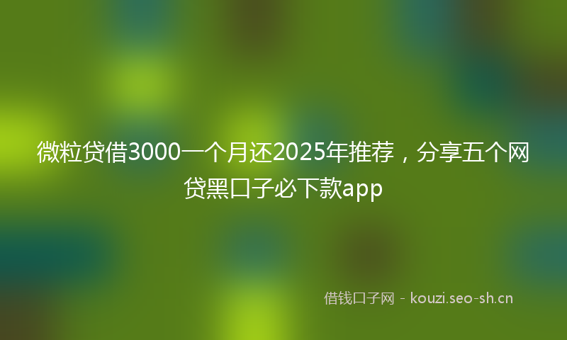 微粒贷借3000一个月还2025年推荐，分享五个网贷黑口子必下款app