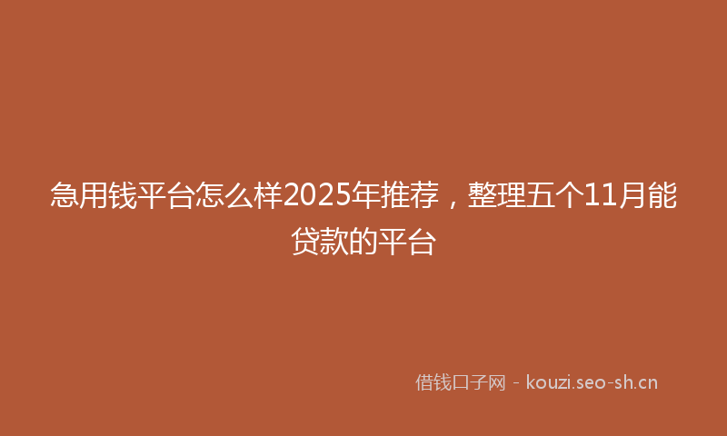 急用钱平台怎么样2025年推荐，整理五个11月能贷款的平台