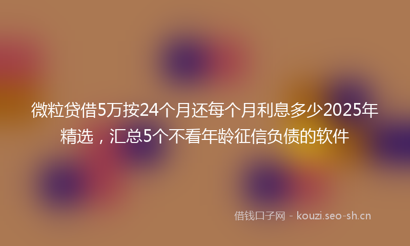 微粒贷借5万按24个月还每个月利息多少2025年精选，汇总5个不看年龄征信负债的软件