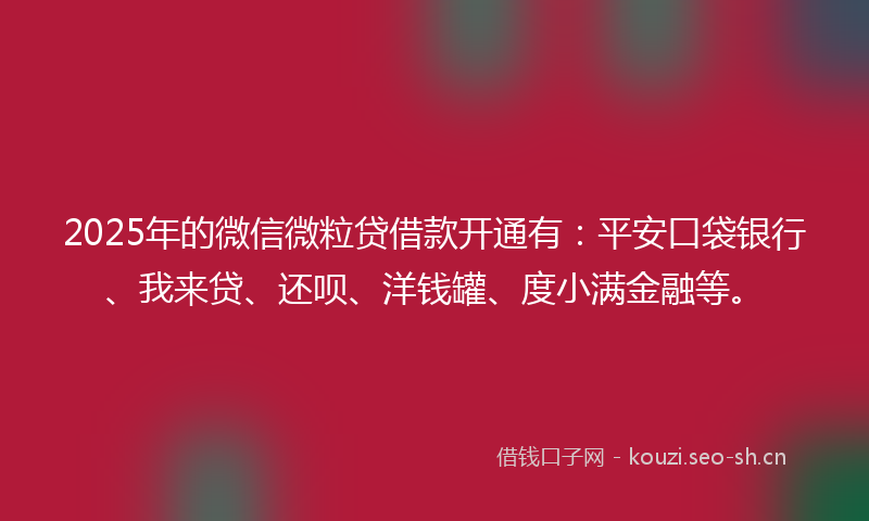 2025年的微信微粒贷借款开通有：平安口袋银行、我来贷、还呗、洋钱罐、度小满金融等。