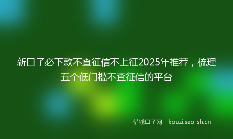 新口子必下款不查征信不上征2025年推荐，梳理五个低门槛不查征信的平台