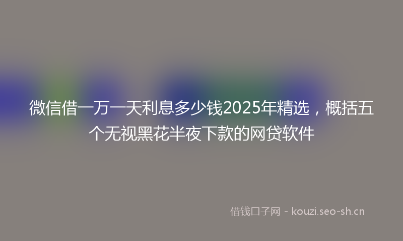 微信借一万一天利息多少钱2025年精选，概括五个无视黑花半夜下款的网贷软件