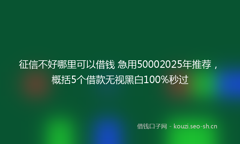 征信不好哪里可以借钱 急用50002025年推荐，概括5个借款无视黑白100%秒过