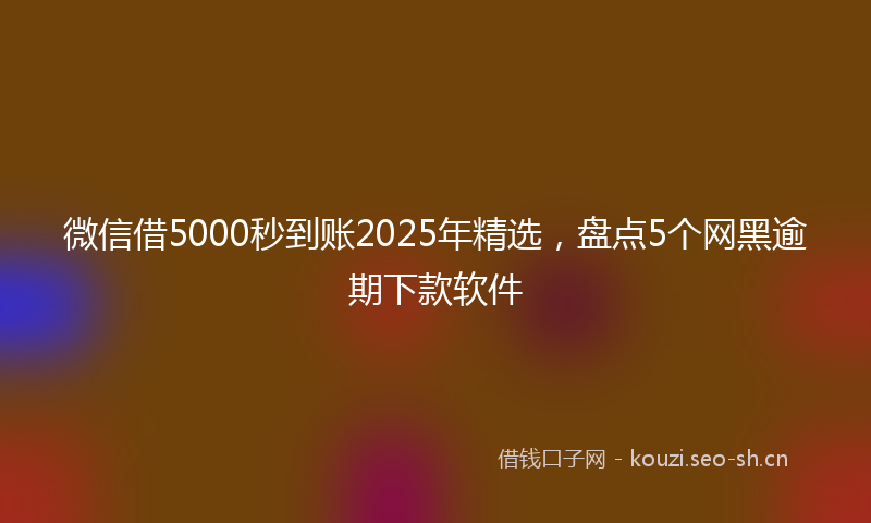 微信借5000秒到账2025年精选，盘点5个网黑逾期下款软件