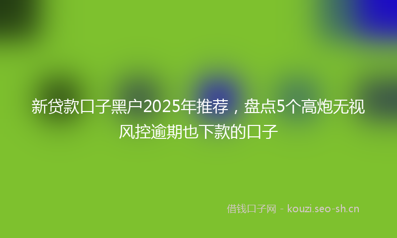新贷款口子黑户2025年推荐，盘点5个高炮无视风控逾期也下款的口子